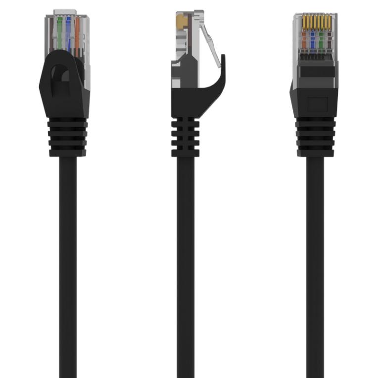 Gembird - Cable de red RJ45 Cat6 0.25 m negro con conectores 50u, blindaje U/UTP, plug and play