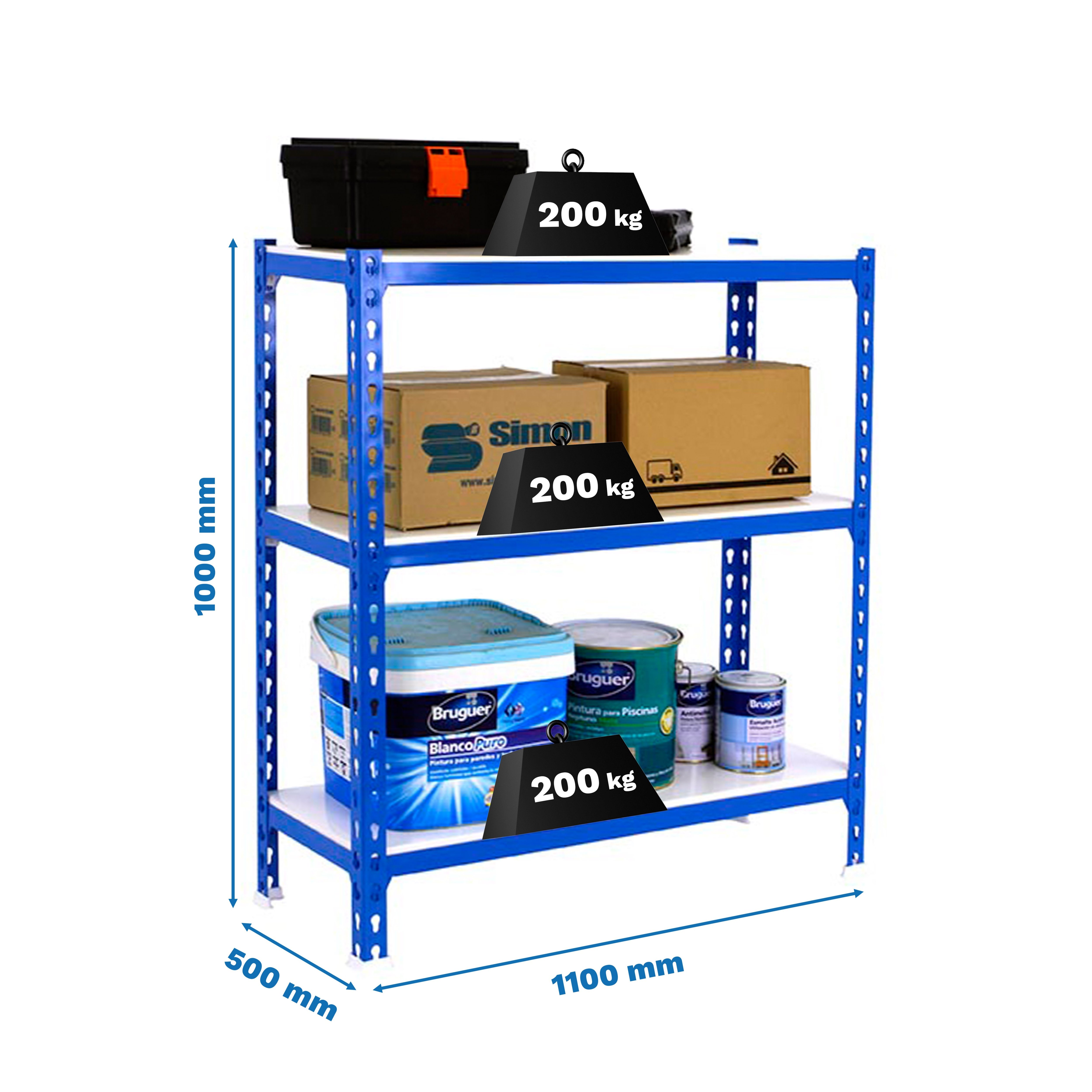 Estantería SIMONRACK Simonclick superplus 3/500 1000 azul/blanco