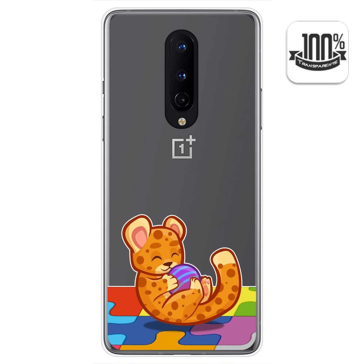 Tumundosmartphone Funda Gel Transparente para OnePlus 8 diseño Leopardo Dibujos