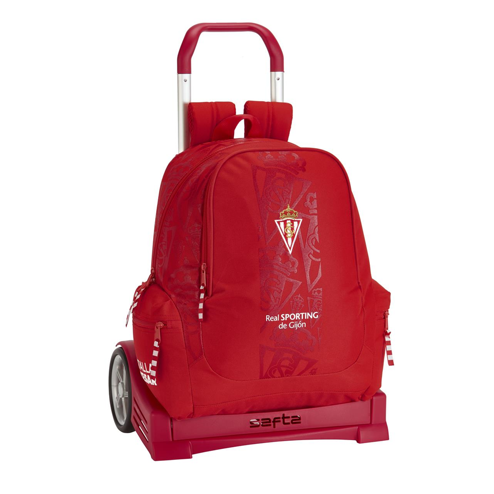 Mochila con Carro Evolution Real Sporting De Gijón 32X43X17 Cm (Safta 611972860)