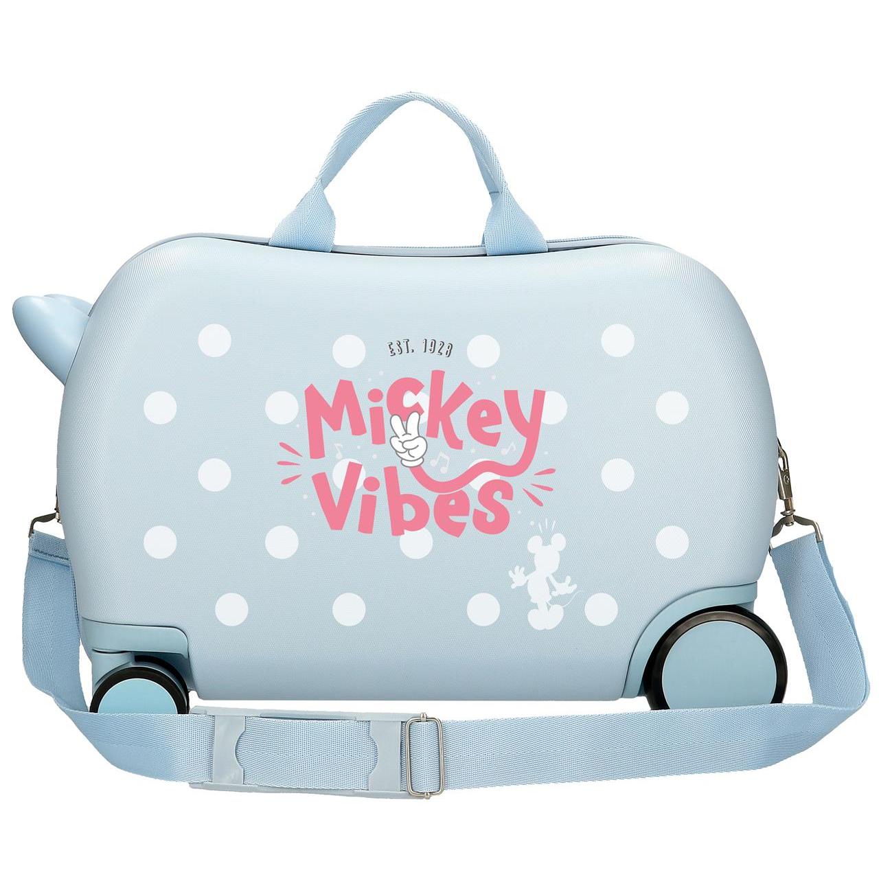 Maleta infantil 2 ruedas multidireccionales Mickey vibes azul