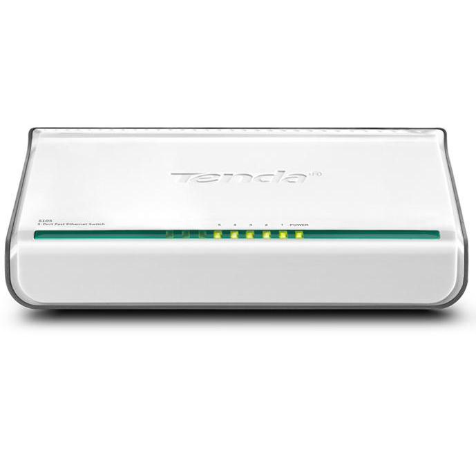 SWITCH TENDA S105 MINI - 5 PUERTOS 10/100 - AUTO MDI/MDIX - 5V / 0.6A - TAMAÑO REDUCIDO - PLUG AND
