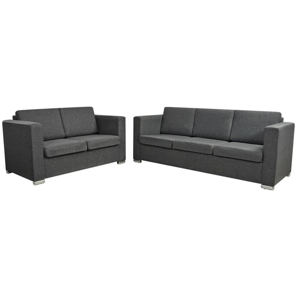 vidaXL Conjunto de sofás 2 unidades tela gris oscuro