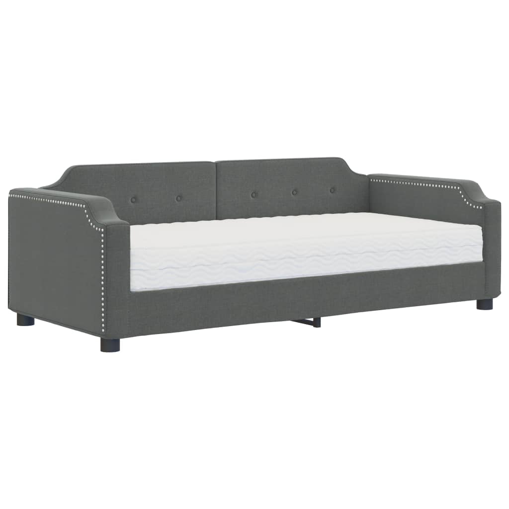 vidaXL Sofá cama con colchón tela gris oscuro 90x190 cm