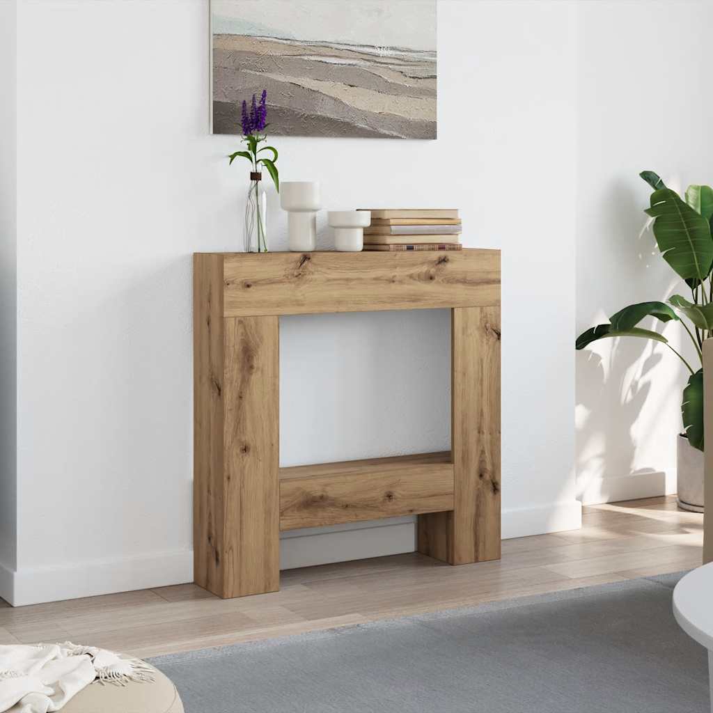 vidaXL Borde de chimenea madera de ingeniería 81x18x82 cm en color Blanco/Gris hormigón/Gris sonoma y más