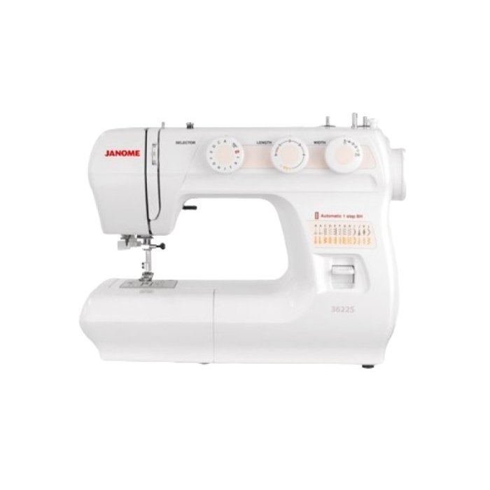 Janome - Máquina de coser 3622s con lanzadera vertical oscilante metálica, 25 puntadas y funda de plástico duro para uso doméstico