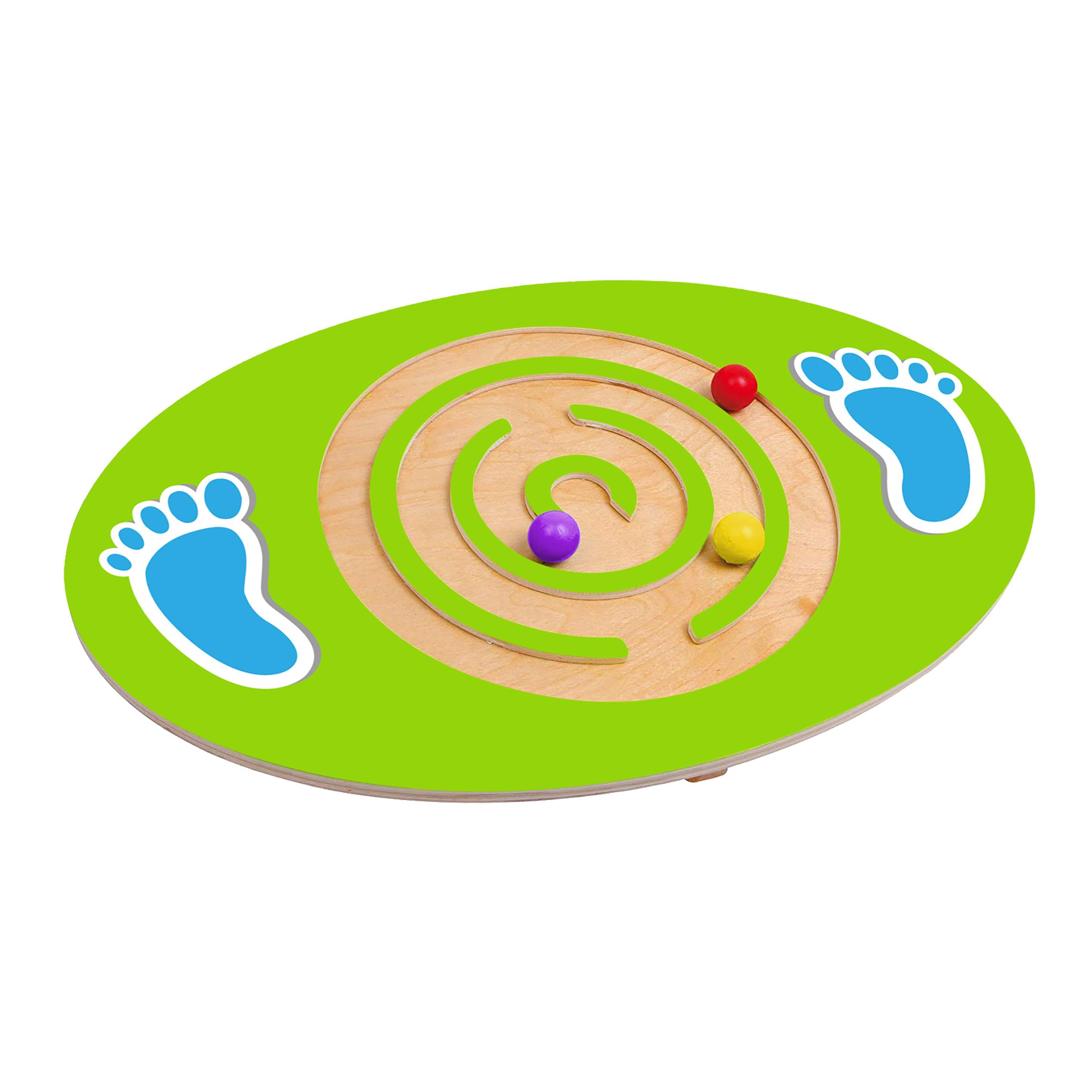 Tabla de Equilibrio Infantil Montessori de Madera +3 Años – Juego de Equilibrio y Psicomotricidad con 3 Pelotas, Soporta 50 kg (5390)