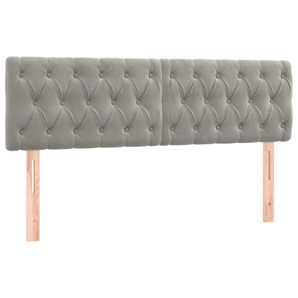 vidaXL Cabecero con LED de terciopelo gris claro 144x7x78/88 cm