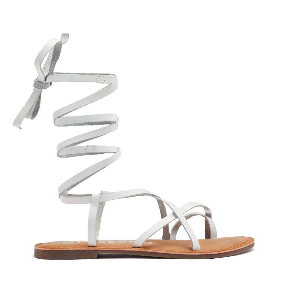 Sandalias De Tiras Finas Color Blanco Para Atar A La Pierna Lussat