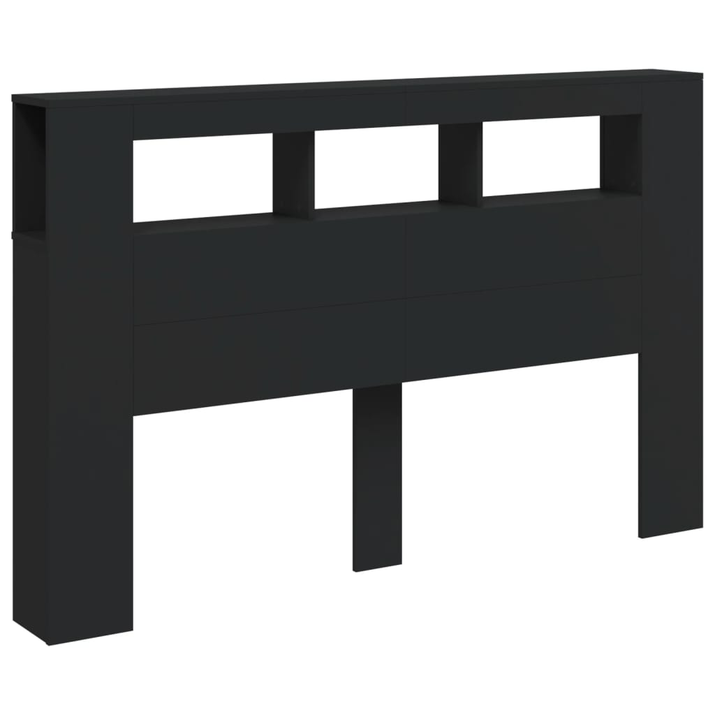 vidaXL Cabecero con LED madera de ingeniería negro 160x18,5x103,5 cm
