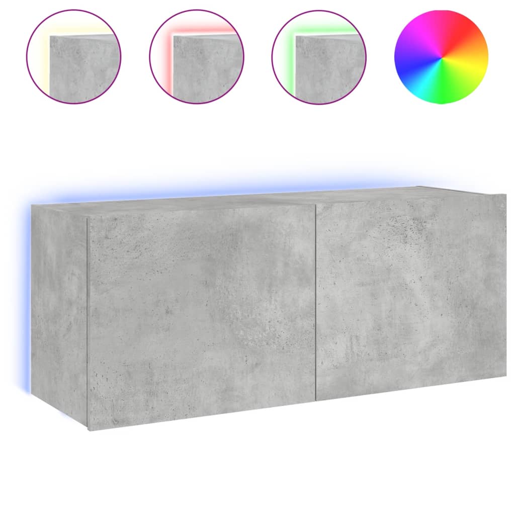 vidaXL Mueble de TV de pared con luces LED 100x35x41 cm, Mueble de Salon, Mueble TV, Mueble TV salon, Mesa de TV, Mueble tele