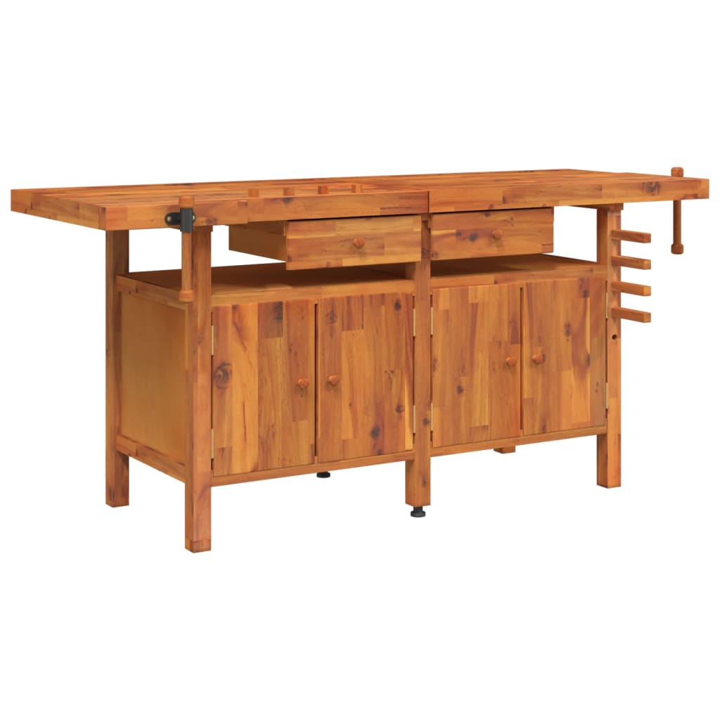 vidaXL Banco de Trabajo Cajones y Tornillos Banco Madera 192x62x83 cm Mesa Modelo sin armario, con armario
