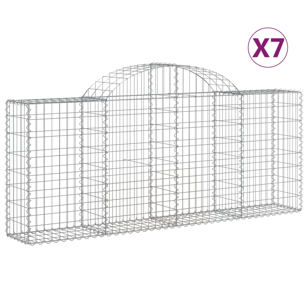 Vidaxl Cestas de Gaviones 7 Uds Forma de Arco Hierro 200x30x80/100 Cm