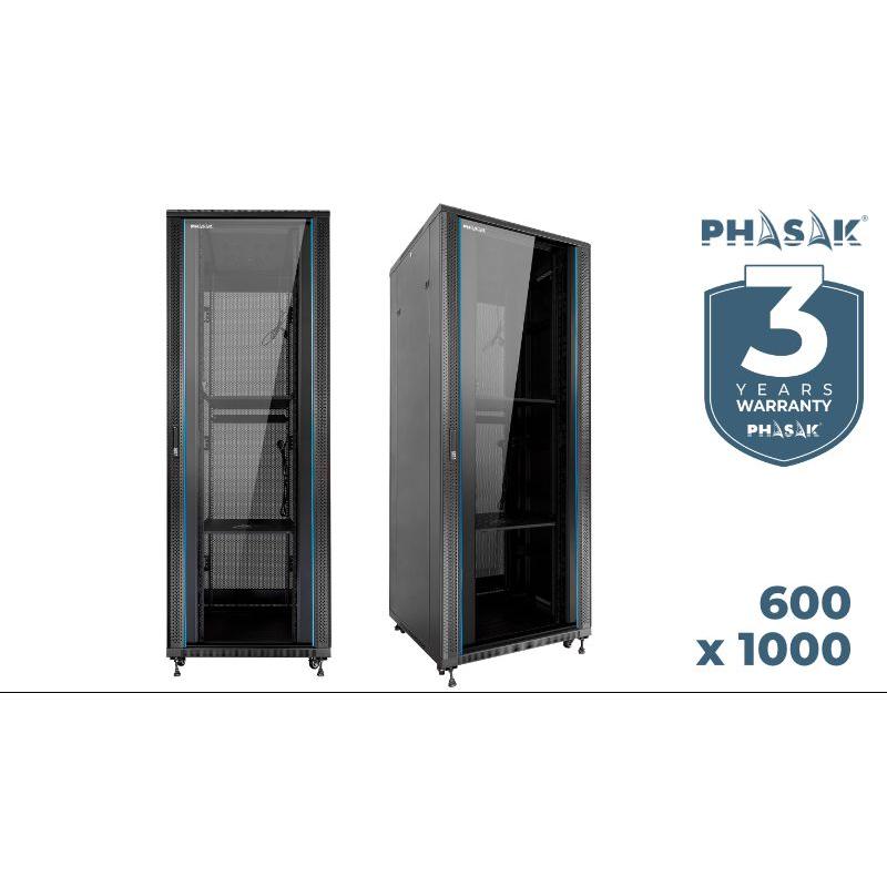 Armario rack suelo 19" Phasak Pro 47U 600x1000 Montado negro