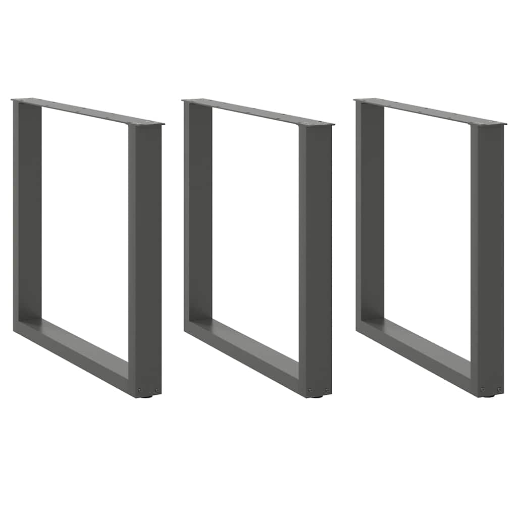 vidaXL Patas para mesa de comedor en forma de U (3 unidades) 90 x (72-73) cm, acero