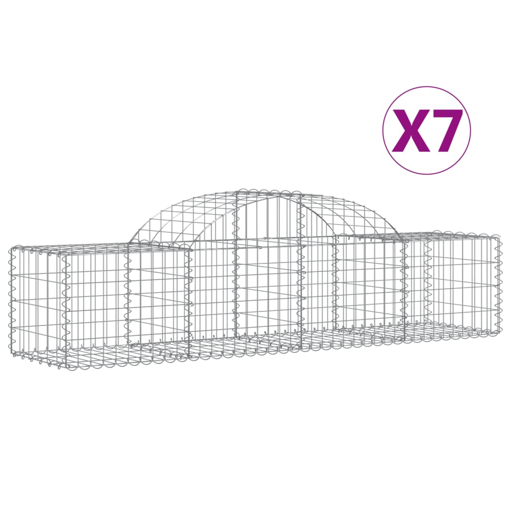 Vidaxl Cestas de Gaviones 7 Uds Forma de Arco Hierro 200x30x80/100 Cm