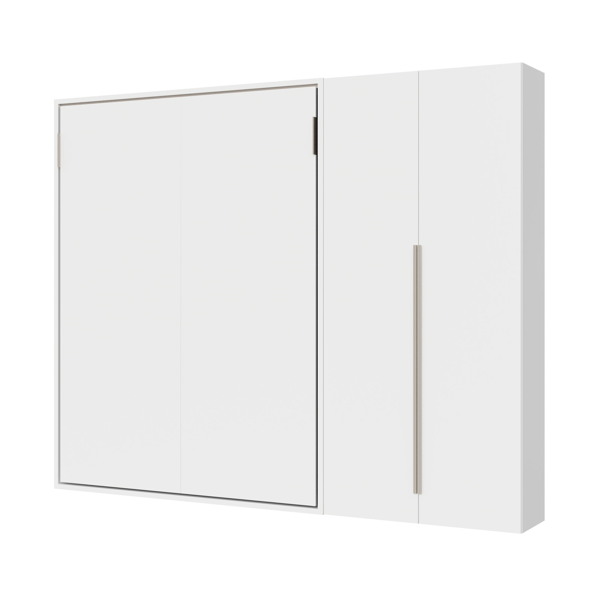 Cama francesa vertical con sofá escamoteable Versia Sofà 140 con armario derecho 2 puertas Blanco - Itamoby