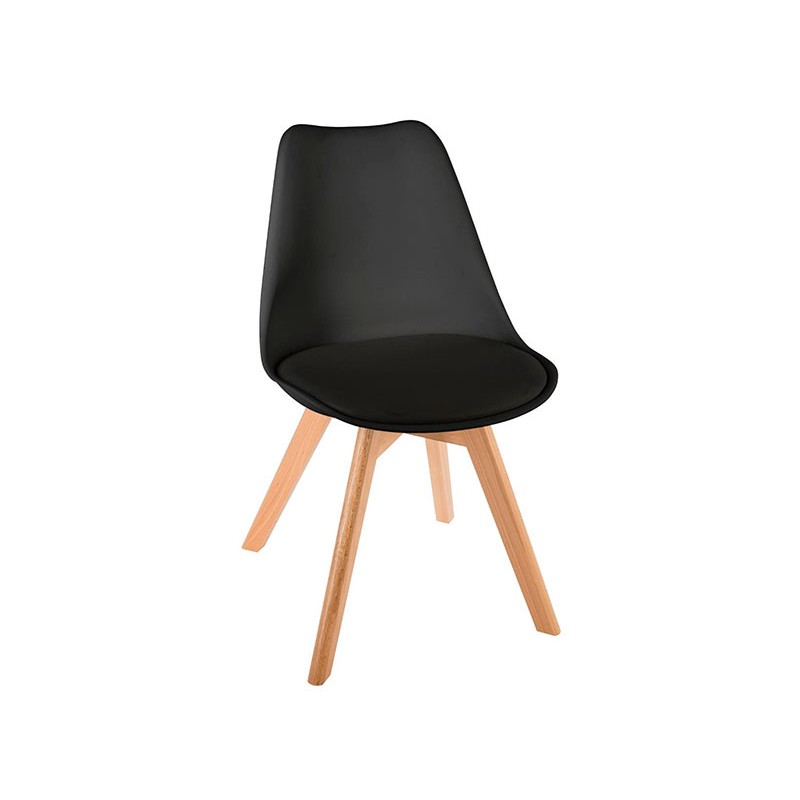 Atmosphera Créateur D'intérieur Silla Baya Negra - Patas de Madera de Haya - Diseño Moderno - Comodidad y Estilo - Dimensiones 48x55x81 Cm