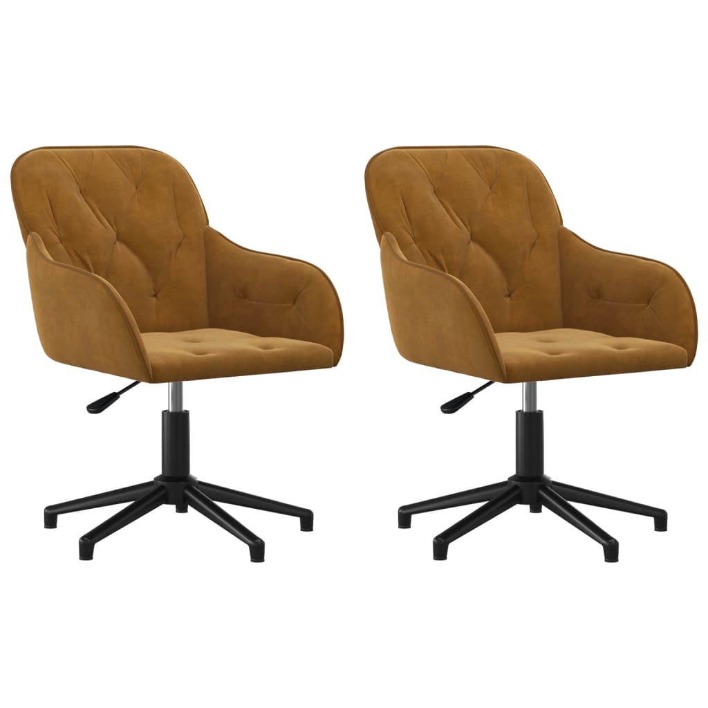 vidaXL Sillas de comedor giratorias 2 unidades terciopelo marrón