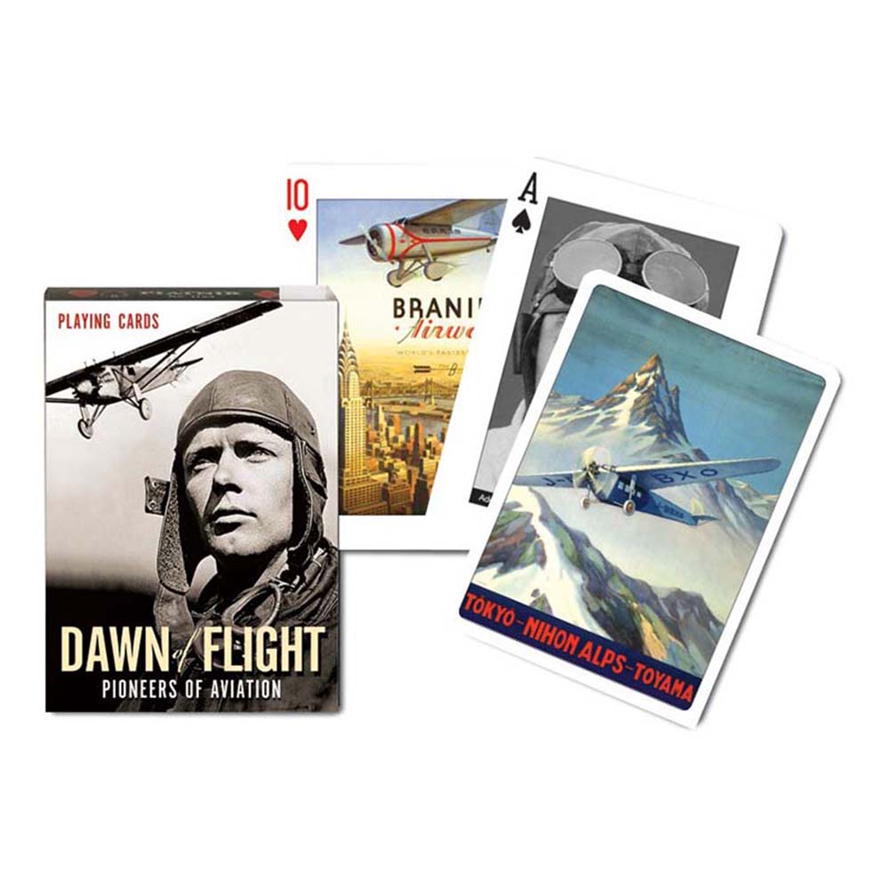 Piatnik Baraja de poker de 54 cartas Pioneros de la aviación Pilotos Aviones Fotografías originales y posters Historia Bélico Juego mesa Jugar Adultos Colección Coleccionable Poquer
