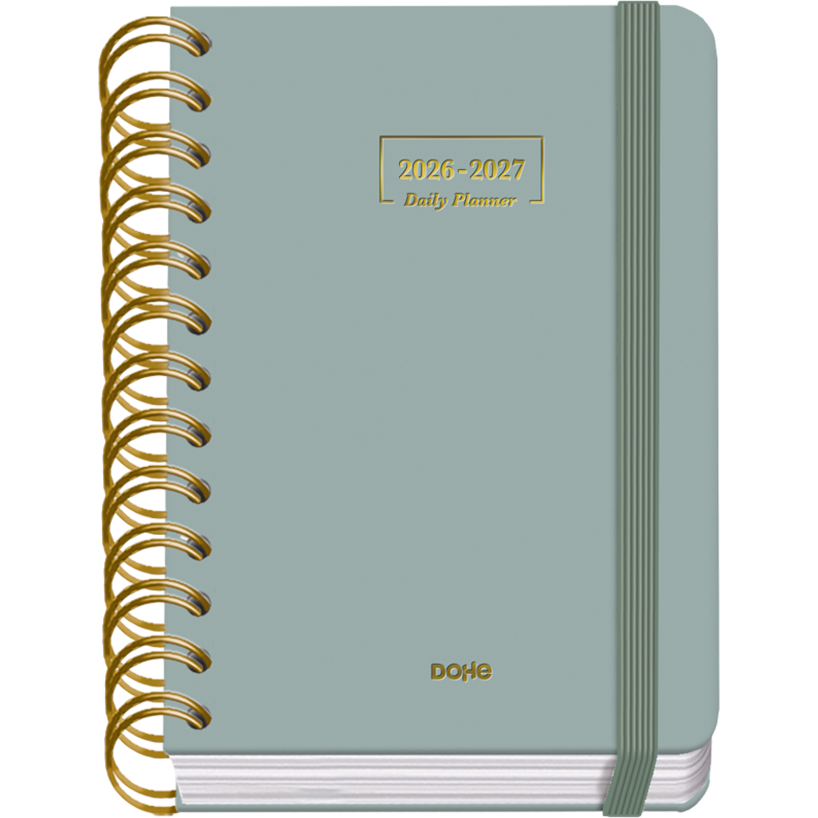 Dohe - Agenda Escolar 2026 2027 - Septiembre a Junio, Día Página, A6 (12x17 cm), Tapa Dura Suave, Espiral Doble, Cierre con Goma Elástica, 2 Páginas de Pegatinas, Español e Inglés