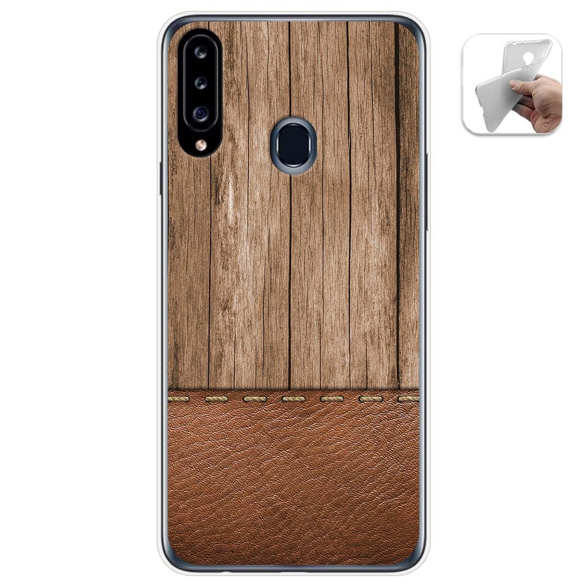 Tumundosmartphone Funda Gel Tpu para Samsung Galaxy A20s diseño Madera 09 Dibujos