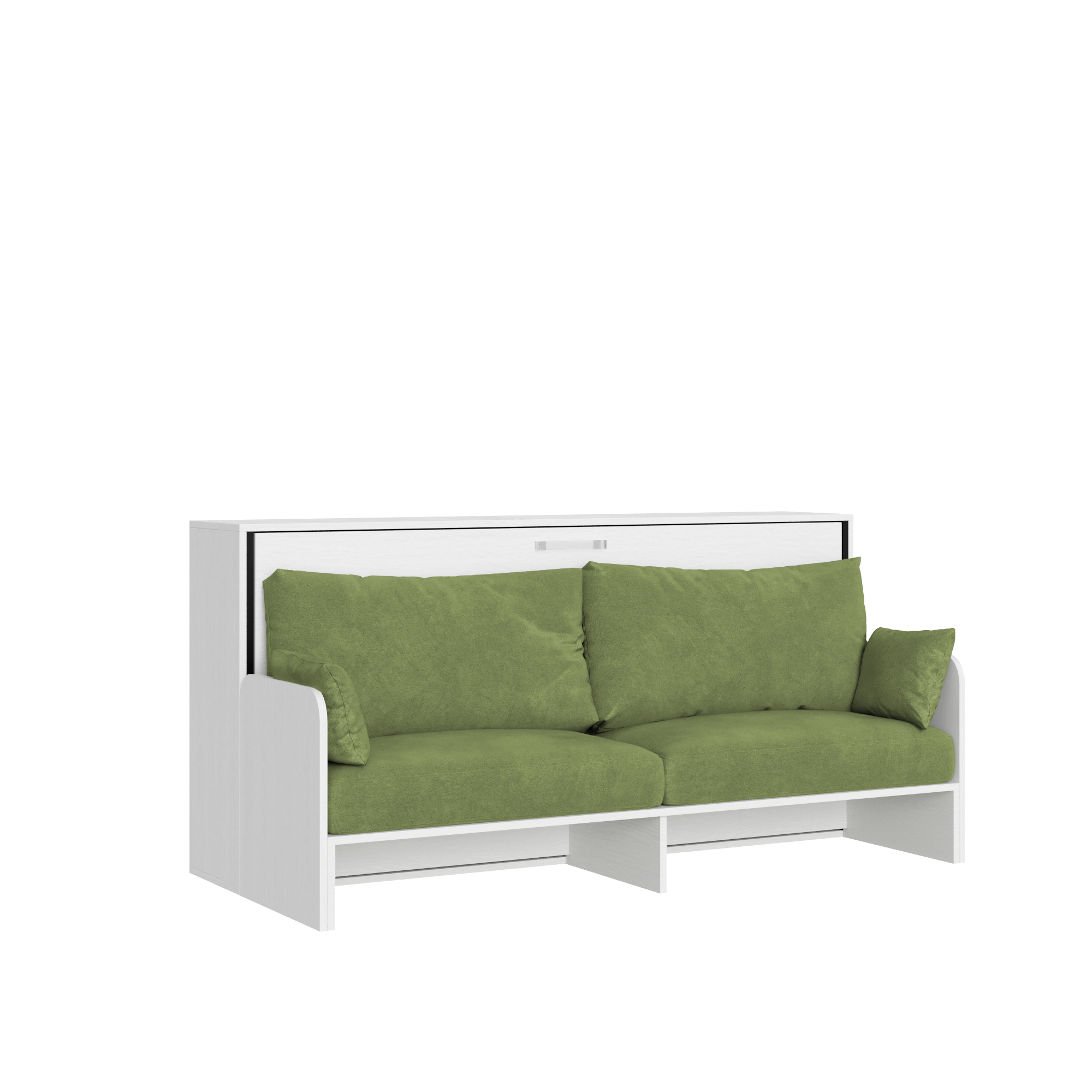Cama individual abatible Kando con sofá de fresno blanco, verde - Itamoby