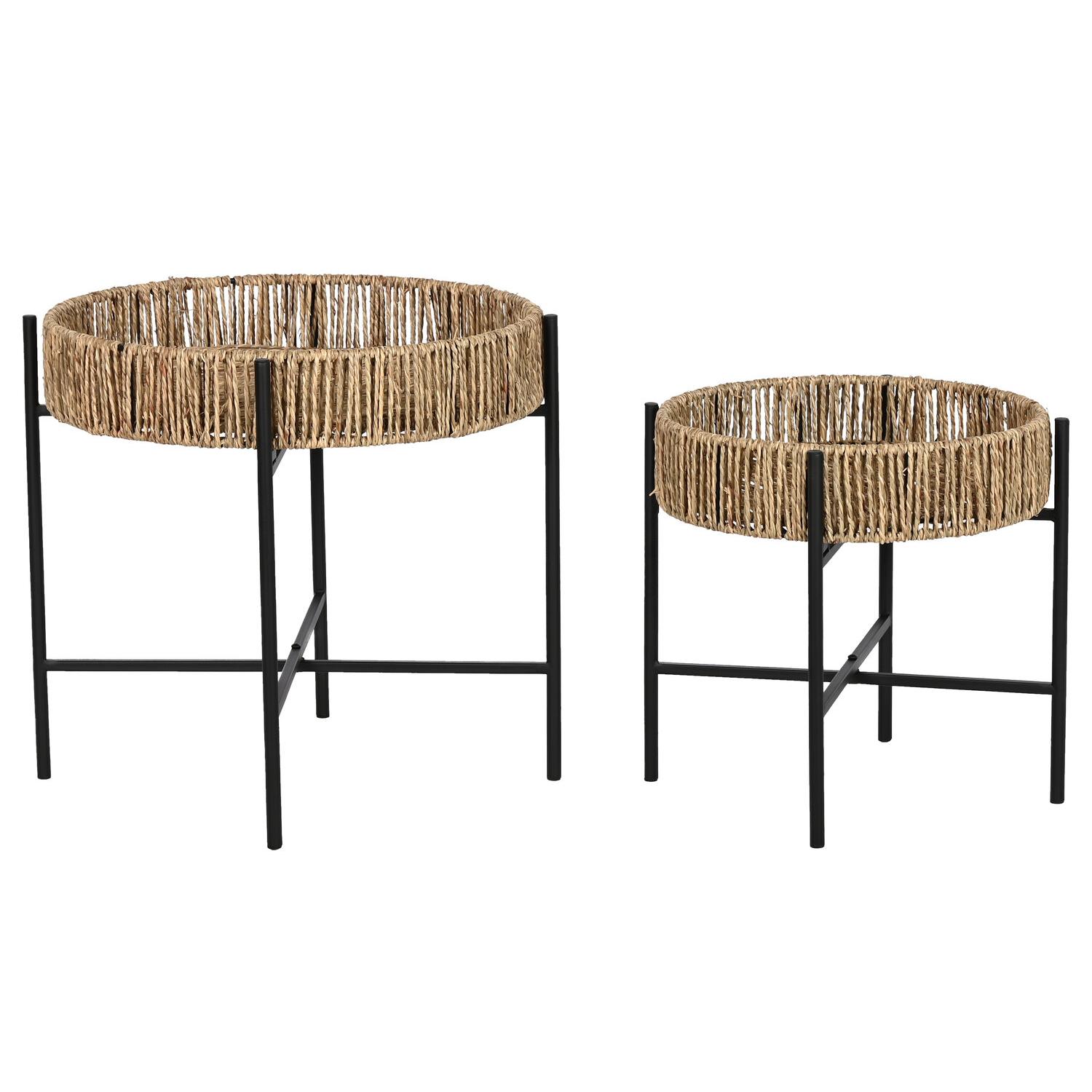 Mesita Auxiliar Set 2 Metal Fibra 49X49X44 Negro - Fijalo - El mejor complemento para tu hogar.