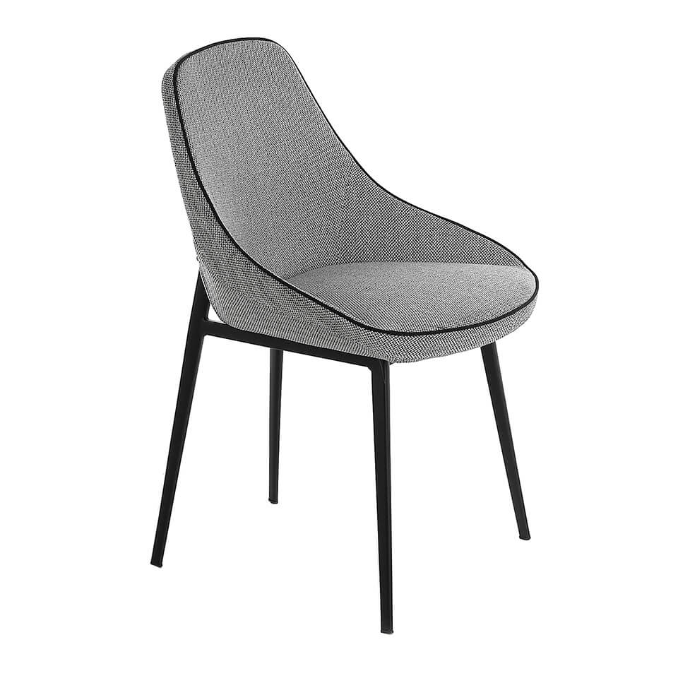 ANGEL CERDÁ 4082C Silla comedor tela gris ribetes negros , Gris  Negro , Tela , 52 x 56 x 80 cm.