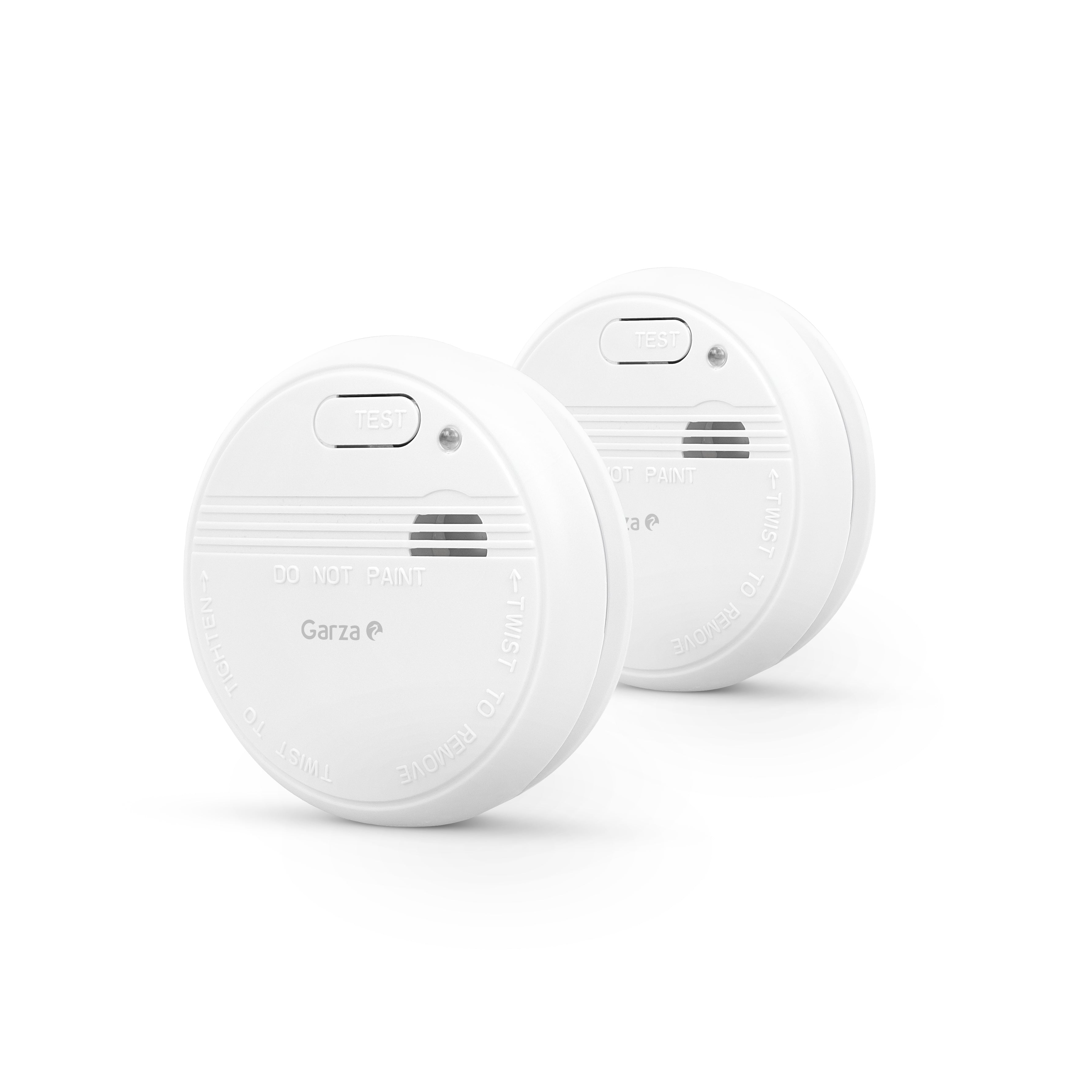 Garza - Pack de 2 Detectores de Humo con Sensor Fotoeléctrico, Alarma 85dB, Batería 9V, Funciona Sin Cables, Ideal Cocina, Garaje y Salón, 3 Años de Garantía