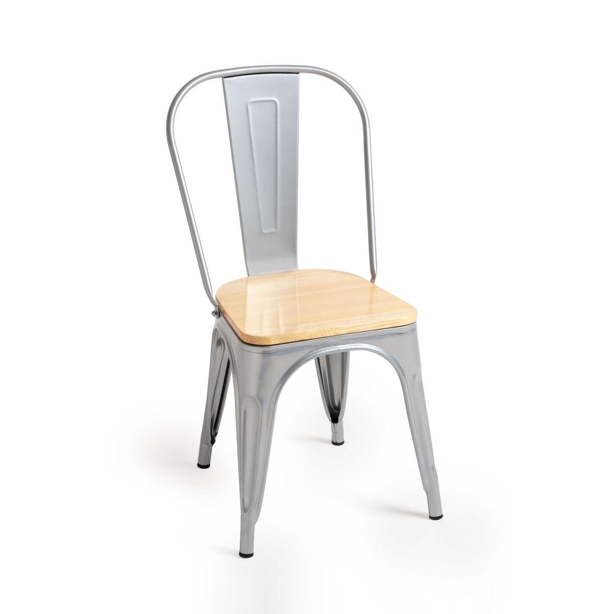 Regalos Miguel - Packs Sillas Comedor - Pack 2 Sillas Torix Madera Natural - Gris metalizado