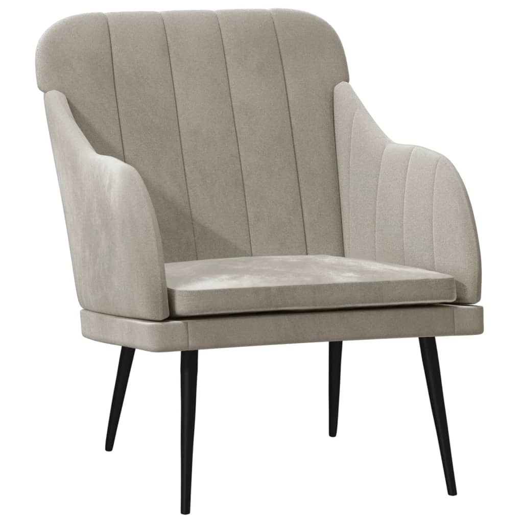 Vidaxl Sillón de Terciopelo 63x76x80 Cm Gris Claro