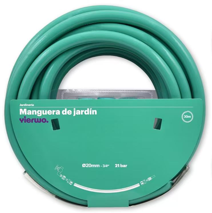 Manguera de Jardín 3/4" (20 mm) de 30 Metros con Conexiones y Boquillas para Riego - Reforzada 3 Capas, Resistencia a 21 bar