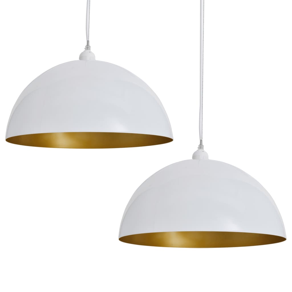 vidaXL 2x Lámparas Techo Altura Ajustable Moderna Semiesférica y Dorado Color Blanco,  Negro, y mas