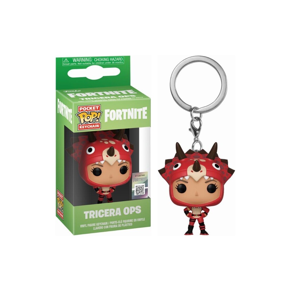 FUNKO POCKET POP! KEYCHAIN LLAVERO FORTNITE - TRICERA OPS, 35716, TIENDA CON LICENCIA OFICIAL, FIGURA, JUGUETE, CABEZÓN, VINILO, MUÑECO, VIDEOJUEGO