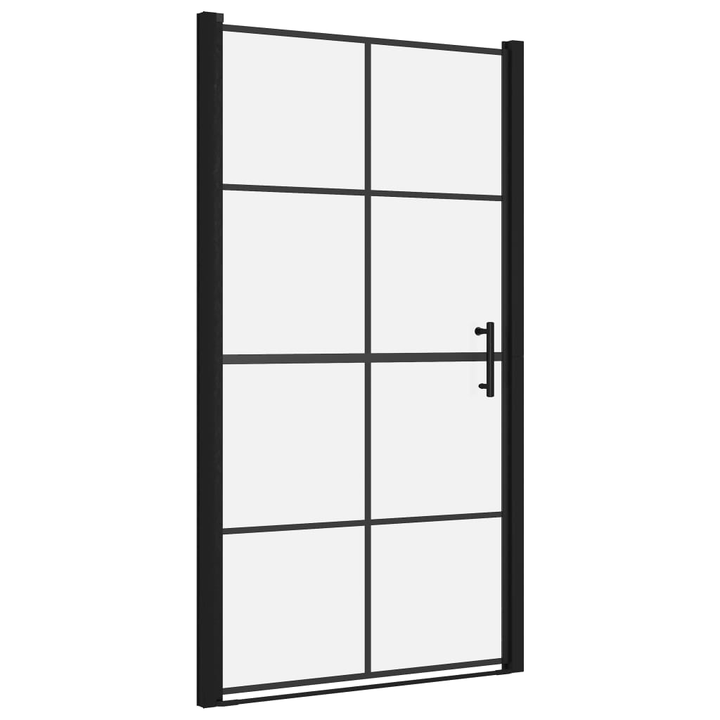 vidaXL Puerta de Ducha de Vidrio Templado Negro Cabina Aseo Baño Dimensiones 81 x 195 cm, 91 x 195 cm, 100 x 178 cm