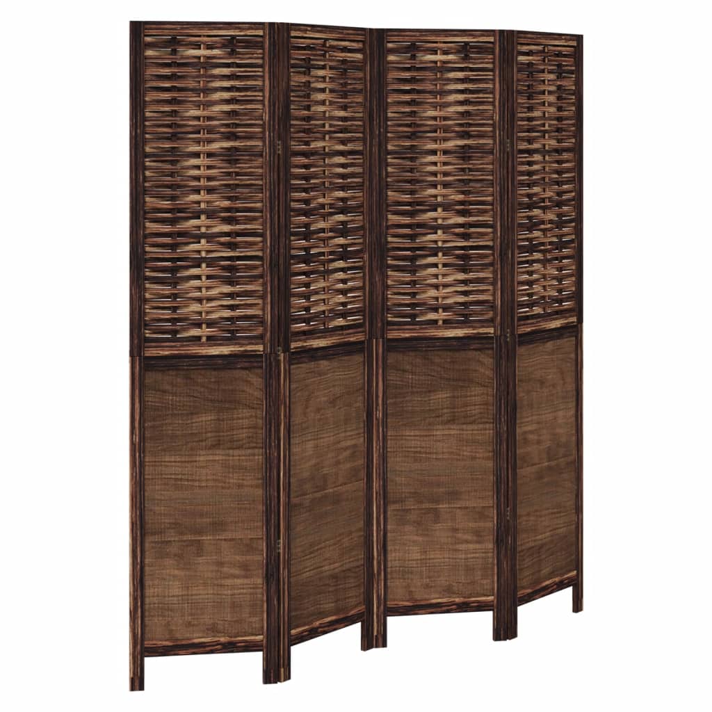 vidaXL Biombo separador de 4 paneles madera paulownia marrón oscuro en dimensiones 40x160 cm/40x200 cm/40x220 cm y más