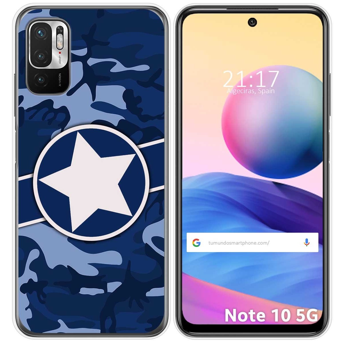 Tumundosmartphone Funda Gel Tpu para Xiaomi Redmi Note 10 5G / POCO M3 PRO 5G diseño Camuflaje 03 Dibujos