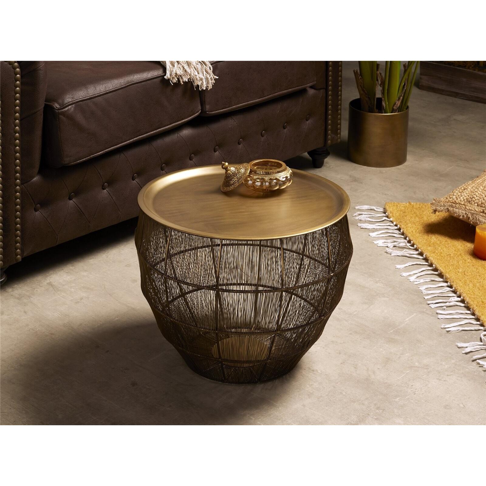 Mesa aux. rejilla oro rd. 50dx38 cms. 50dx38 cms. El mejor complemento para tu hogar lo encontrarás aquí.