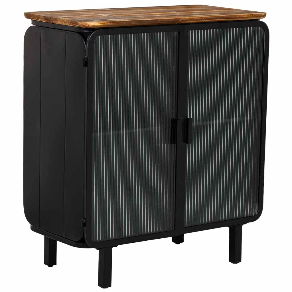 Wonderlust Deco - Vitrina de metal, madera y vidrio 2 puertas 72x37x81h cm - Negro Negro 72x37x81h cm
