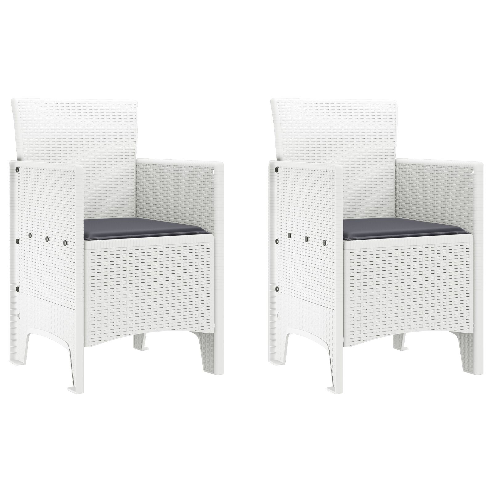 Silla de Jardín vidaXL Set de 2 Blanco, Antracita Polipropileno, Poliéster