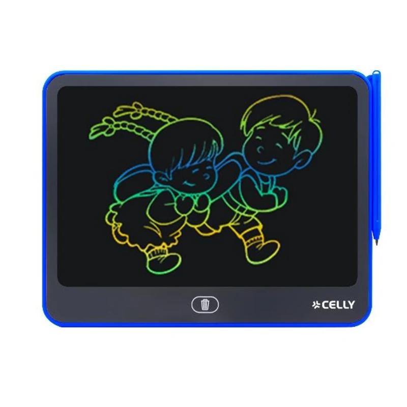 Celly, Pizarra para niños multifunción, pizarra electrónica impermeable con borrado One-Touch y bloqueo de teclas, tableta gráfica creativa para niños a partir de 3 años, color azul