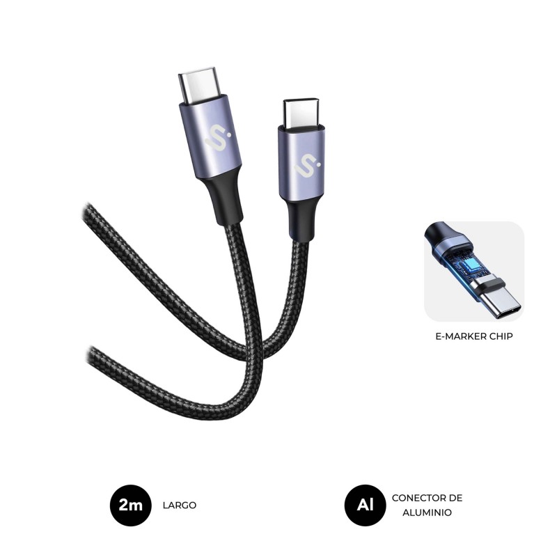 SUBBLIM - CABLE PLUS 100W C-C 2m BLACK SUBCAB-C10002