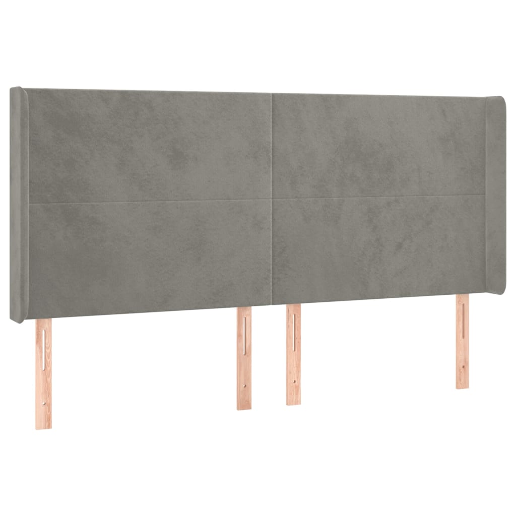 vidaXL Cabecero con LED de terciopelo gris claro 203x16x118/128 cm