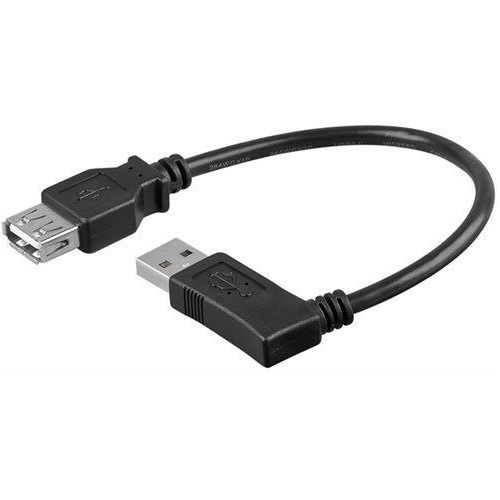 CABLEPELADO Cable Alargador USB 2.0 | Cable Extensor USB acodado 90º | Velocidad hasta 480 Mbit/s | Impresora,Ratón,Teclado,Pendrive,Mando de PS, Disco Externo,Ordenador | Negro | 15 cm