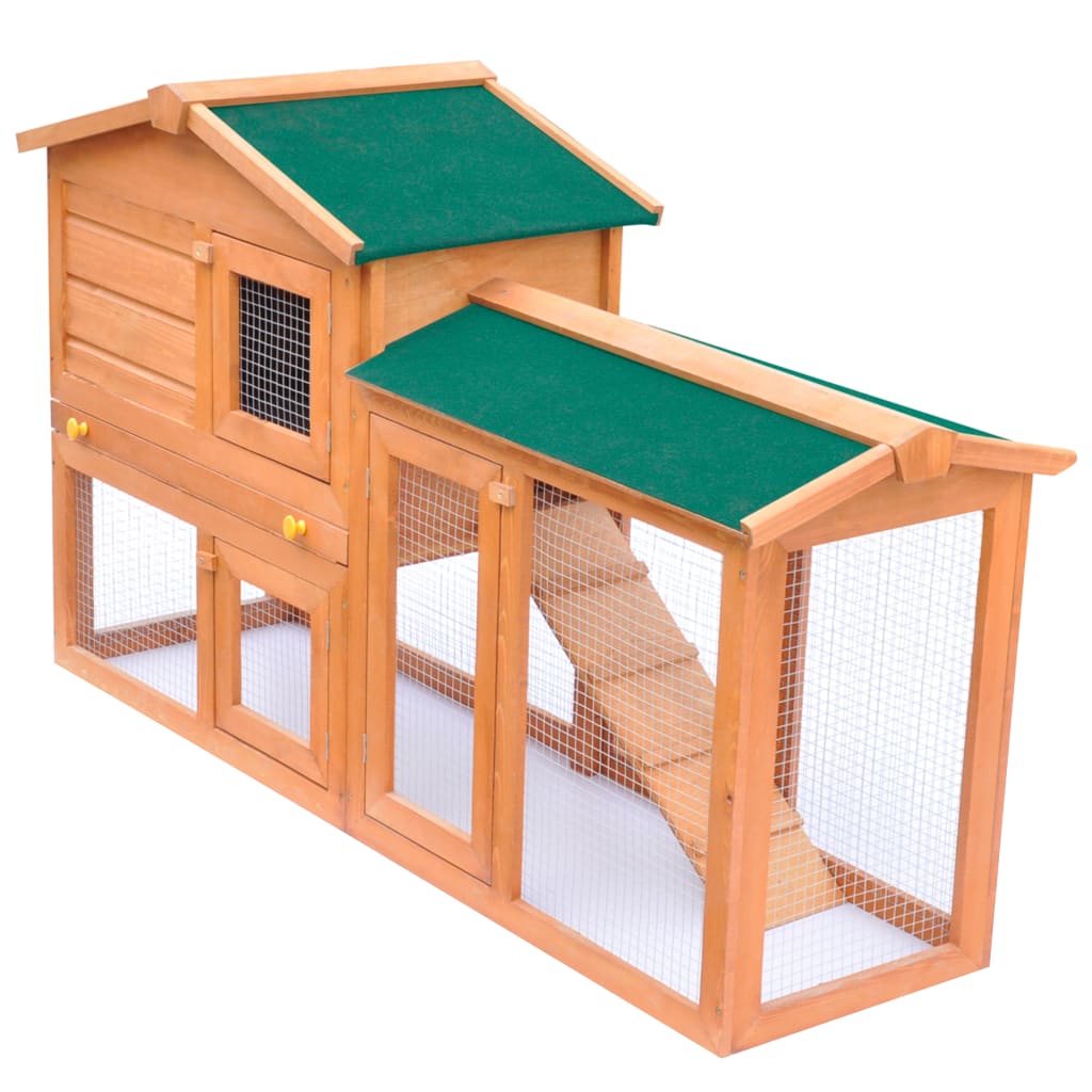 vidaXL Conejera de Exterior de Madera Casa de Animal Pequeño Jaula de Mascota Color Marrón y verde,  Marrón,  red and white y mas