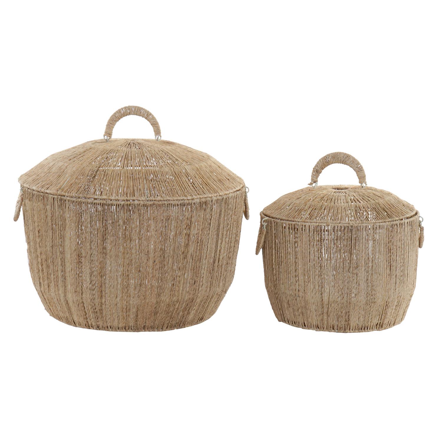 CESTA SET 2 YUTE METAL 51X51X48 TAPA NATURAL DC186776 - EL MEJOR COMPLEMENTO PARA TU HOGAR FIJALO