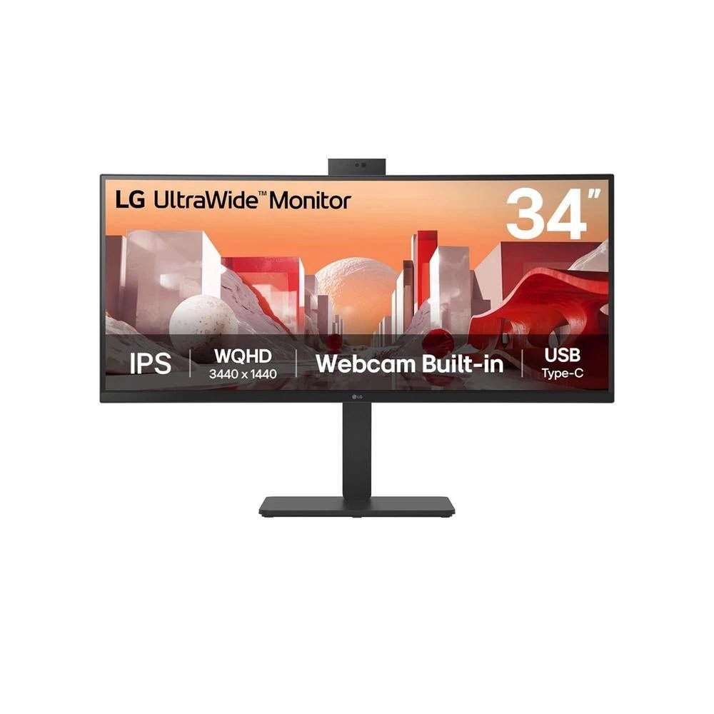 Monitor de Oficina y Teletrabajo IPS (curvo 3800R) LG 34" Panorámico UWQHD 34BA85QE-B  | 60hz, 5 ms, 21:9, Cámara