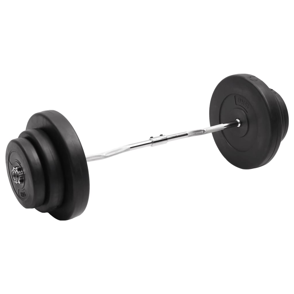 vidaXL Mancuerna con Barra Curvada y Cuatro Discos Pesas de Musculación Peso 30 kg, 60 kg, 90 kg