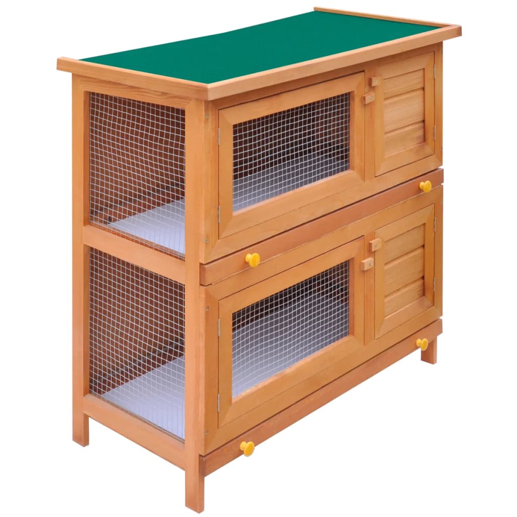 vidaXL Conejera de Exterior Madera 4 Puertas Casa de Conejos Jaula de Mascota Color Gris,  Marrón,  Rojo y mas